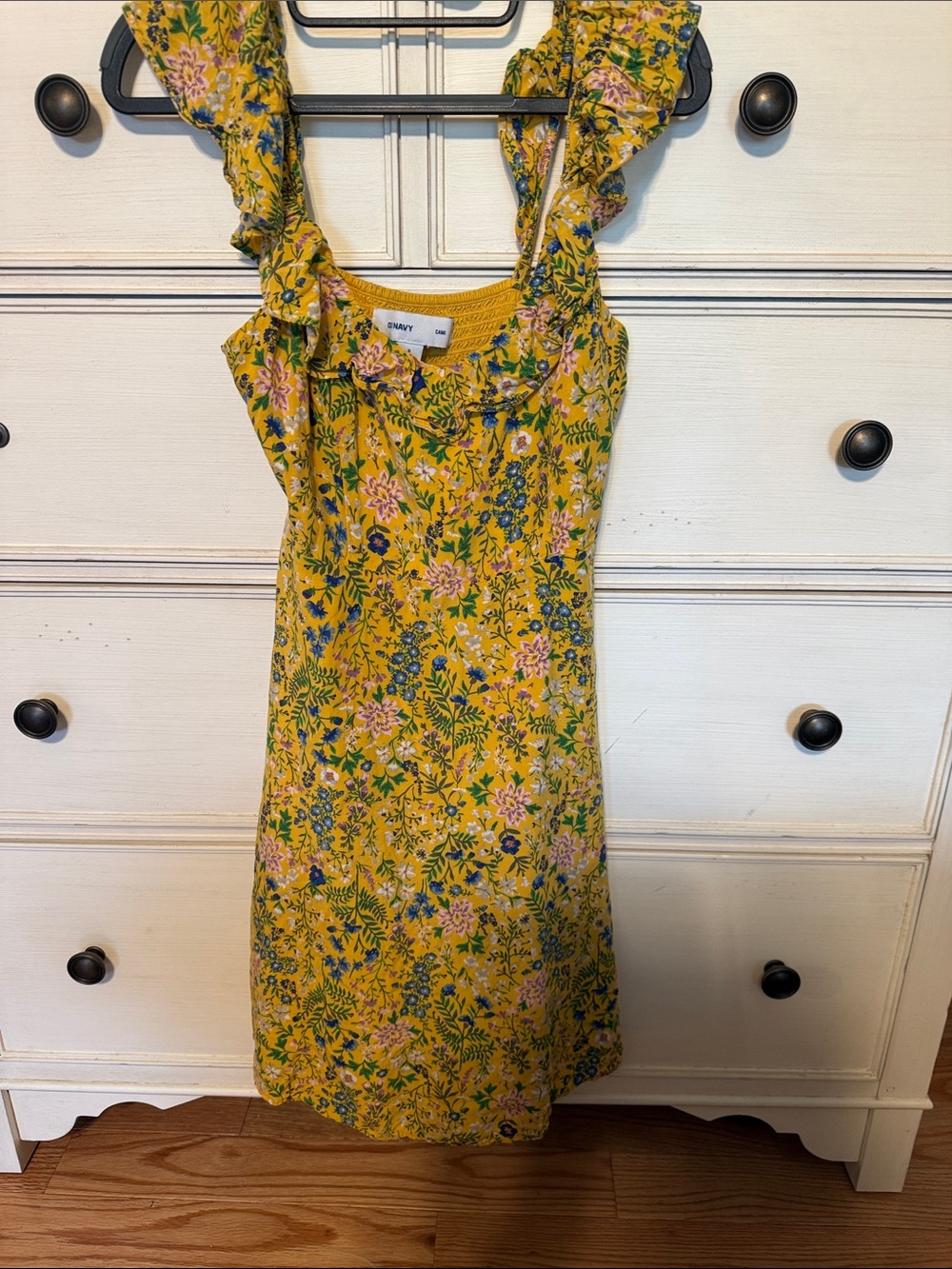 Old Navy Yellow Floral Ruffle Strap Mini Dress